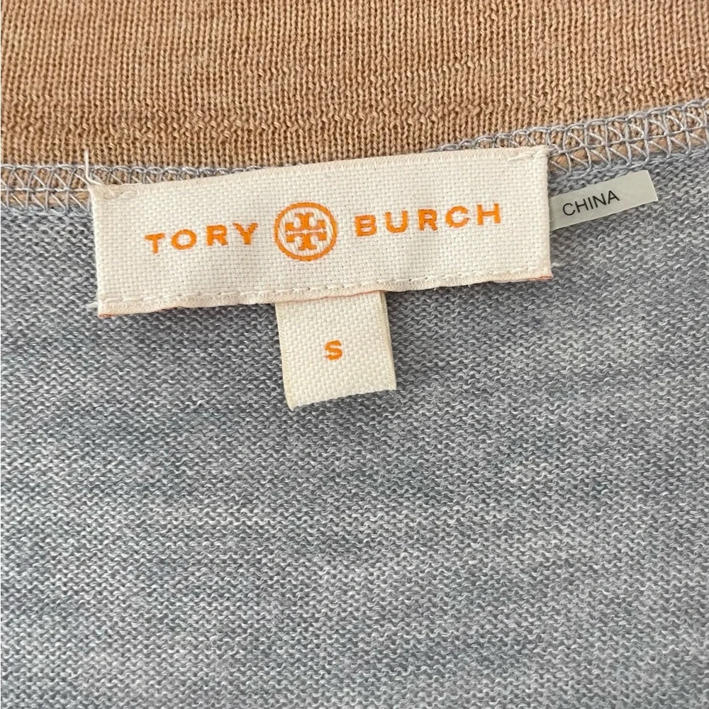 Tory Burch Gray Cardigan with Camel Trim
